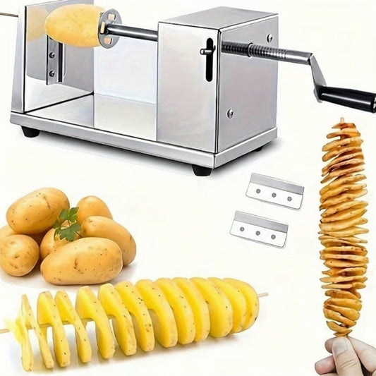 Spiral Potato Cutter - Stainless Steel Silver Twister Slicer